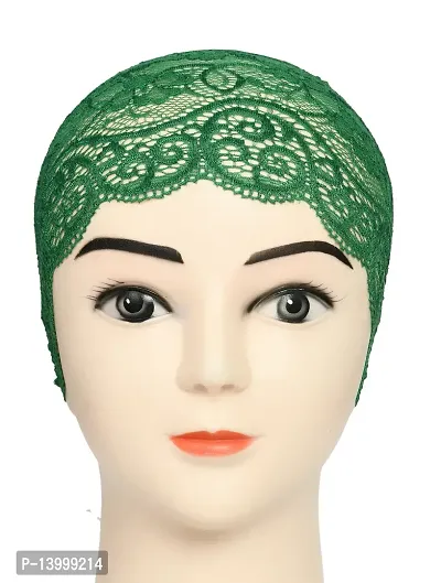 Hijab Headband for Women, Under Hijab Scarf White and Green Naqab Headband for Girls (2 Pcs)-thumb3