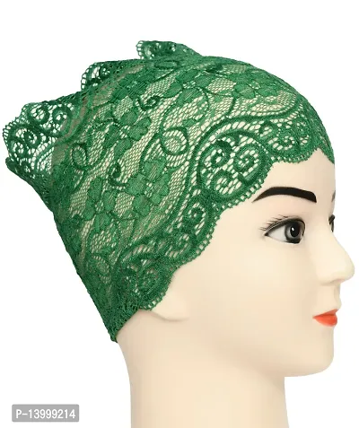 Hijab Headband for Women, Under Hijab Scarf White and Green Naqab Headband for Girls (2 Pcs)-thumb5