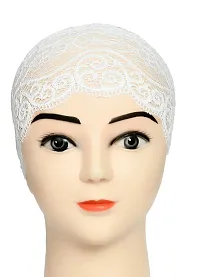 Hijab Headband for Women, Under Hijab Scarf White and Light Beige Naqab Headband for Girls (2 Pcs)-thumb3