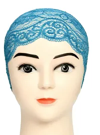 Hijab Headband for Women, Under Hijab Scarf White and Light Blue Naqab Headband for Girls (2 Pcs)-thumb3