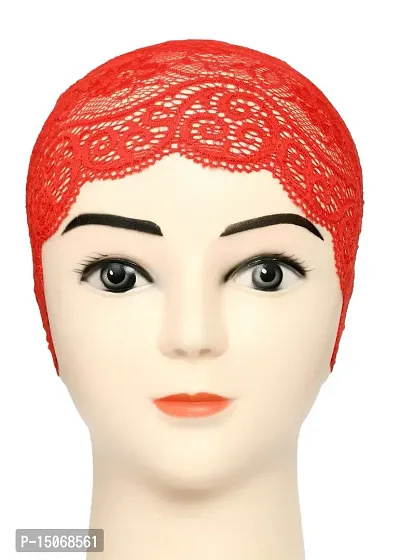 Women's Under hijab Scarf Red Color Net Naqab Headband (2 Pcs)