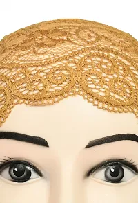 Women's Under hijab Scarf Golden Color Net Naqab Headband (2 Pcs)-thumb2