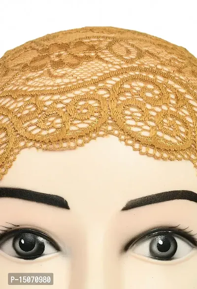 Women's Under hijab Scarf Golden Color Net Naqab Headband (2 Pcs)-thumb3