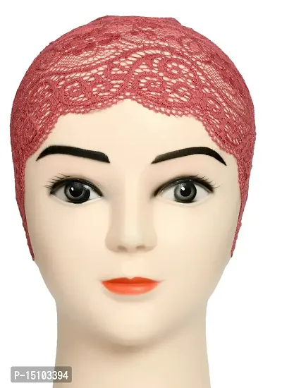 Women's Under hijab Scarf Light Maroon Color Net Naqab Headband (2 Pcs)