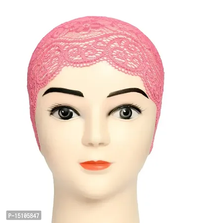 Women's Under hijab Scarf Pink Color Net Naqab Headband (2 Pcs)