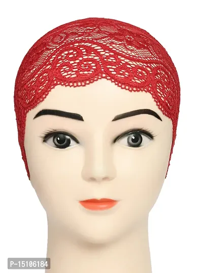 Women's Under hijab Scarf Dark Red Color Net Naqab Headband (2 Pcs)