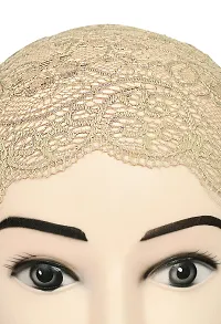 Women's Under hijab Scarf Light Beige Color Net Naqab Headband (2 Pcs)-thumb2