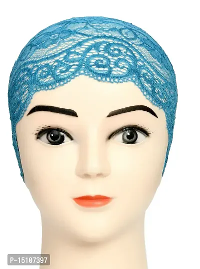 Women's Under hijab Scarf Light Blue Color Net Naqab Headband (2 Pcs)