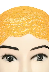 Women's Under hijab Scarf Yellow Color Net Naqab Headband (2 Pcs)-thumb2