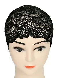 Hijab Headband for Women, Under Hijab Scarf Light Beige and Black Naqab Headband for Girls (2 Pcs)-thumb2