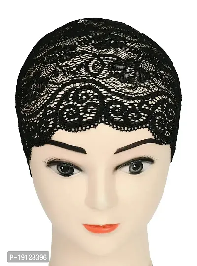 Hijab Headband for Women, Under Hijab Scarf Light Beige and Black Naqab Headband for Girls (2 Pcs)-thumb3