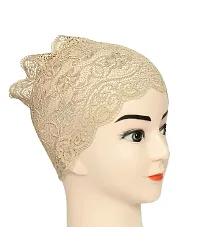 Hijab Headband for Women, Under Hijab Scarf Light Beige and Black Naqab Headband for Girls (2 Pcs)-thumb4