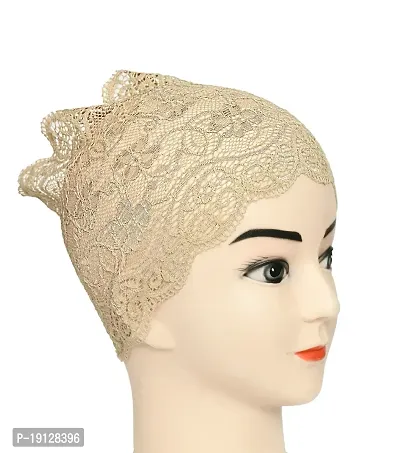 Hijab Headband for Women, Under Hijab Scarf Light Beige and Black Naqab Headband for Girls (2 Pcs)-thumb5