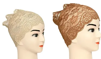 Hijab Headband for Women, Under Hijab Scarf Light Beige and Dark Brown Naqab Headband for Girls (2 Pcs)-thumb1