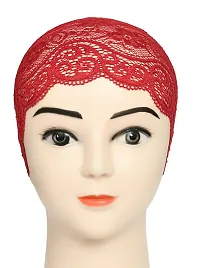 Hijab Headband for Women, Under Hijab Scarf Light Beige and Dark Red Naqab Headband for Girls (2 Pcs)-thumb3