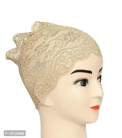 Hijab Headband for Women, Under Hijab Scarf Light Beige and Golden Naqab Headband for Girls (2 Pcs)-thumb3