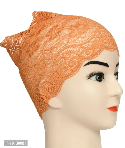 Hijab Headband for Women, Under Hijab Scarf Light Beige and Orange Naqab Headband for Girls (2 Pcs)-thumb3