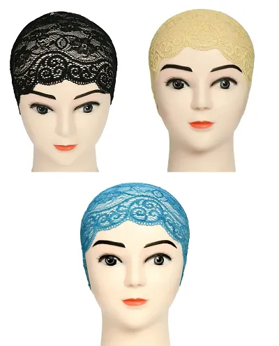 Fancy Net Hijab Headband/Scarf For Women Pack Of 3