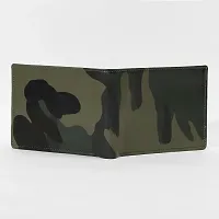 Designer Army Wallet for Men, PU Leather Slim Green Multicolored Wallet for Boys-thumb4