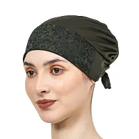 Under Hijab Scarf, Head Scarf For Women, Stretchable Designer Head Scarves for Girls, Comfortable inner Hijab Dark Green Cap-thumb3