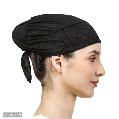 Under Hijab Scarf, Head Scarf For Women, Stretchable Designer Head Scarves for Girls, Comfortable inner Hijab Black Cap-thumb2