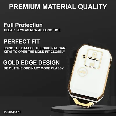 PIEA Premium TPU Luxury Car Key Cover/Silicone Key Guard for  Maruti-FRONX, New Dzire, XL6, JIMNY, GRAND VITARA, New BREZZA, BALENO, New SWIFT, New SWIFT DZIRE, ERTIGA, WAGON-R (WHITE/GOLD)-thumb5