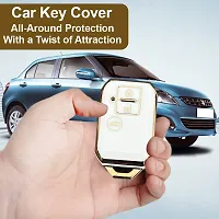 PIEA Premium TPU Luxury Car Key Cover/Silicone Key Guard for  Maruti-FRONX, New Dzire, XL6, JIMNY, GRAND VITARA, New BREZZA, BALENO, New SWIFT, New SWIFT DZIRE, ERTIGA, WAGON-R (WHITE/GOLD)-thumb2