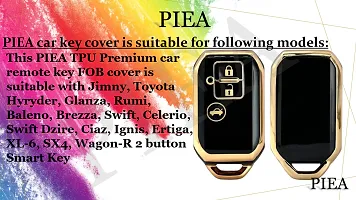 PIEA Premium TPU Luxury Car Key Cover/Silicone Key Guard for Maruti-FRONX, New Dzire, XL6, JIMNY, GRAND VITARA, New BREZZA, BALENO, New SWIFT, New SWIFT DZIRE, ERTIGA, WAGON-R(Golden/Black)-thumb3