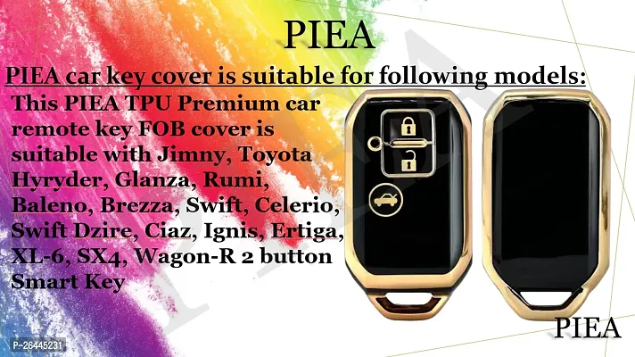 PIEA Premium TPU Luxury Car Key Cover/Silicone Key Guard for Maruti-FRONX, New Dzire, XL6, JIMNY, GRAND VITARA, New BREZZA, BALENO, New SWIFT, New SWIFT DZIRE, ERTIGA, WAGON-R(Golden/Black)-thumb4