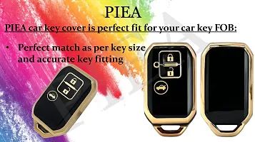 PIEA Premium TPU Luxury Car Key Cover/Silicone Key Guard for Maruti-FRONX, New Dzire, XL6, JIMNY, GRAND VITARA, New BREZZA, BALENO, New SWIFT, New SWIFT DZIRE, ERTIGA, WAGON-R(Golden/Black)-thumb2