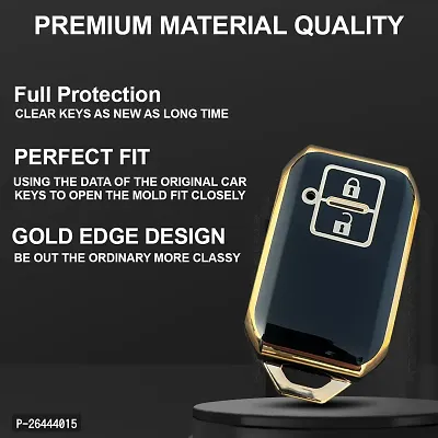 PIEA Premium TPU Luxury Car Key Cover/Silicone Key Guard for Maruti-FRONX, New Dzire, XL6, JIMNY, GRAND VITARA, New BREZZA, BALENO, New SWIFT, New SWIFT DZIRE, ERTIGA, WAGON-R (Golden/Black)-thumb4