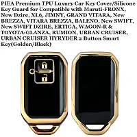 PIEA Premium TPU Luxury Car Key Cover/Silicone Key Guard for Maruti-FRONX, New Dzire, XL6, JIMNY, GRAND VITARA, New BREZZA, BALENO, New SWIFT, New SWIFT DZIRE, ERTIGA, WAGON-R (Golden/Black)-thumb2