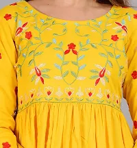 ANWEARO Women Embroidered Viscose Rayon Anarkali Kurta Yellow-thumb4