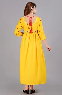 ANWEARO Women Embroidered Viscose Rayon Anarkali Kurta Yellow-thumb1