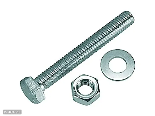 Nut Bolt Washer 5 16 X 4Inch 100Mm Length Hex Head Screws Hex Head Bolt With Nut Washer Zinc Coated 10 Pcs Set-thumb0