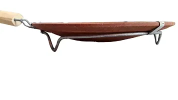 Tise Terracotta Tawa with Wooden Handle, (9 Inches, Red)-thumb2