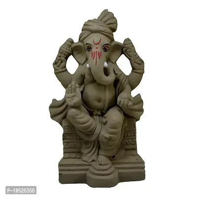 Amazingindiaonline India Handcrafted Eco Friendly Ganesha Statue Plain Clay Indian God Sculpture for Ganpati Visarjan Idol (Multicolour, 9 inch)