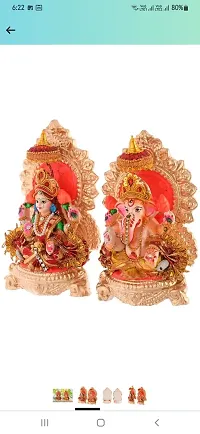 Creations Handicrafts Ganesh Laxmiji murti with Shringar and Asni mats | Mitti Ganesh Laxmi Ji Clay Idol for Diwali | Ganesh laxmi for Diwali Puja/Diwali puja Essentials-thumb1