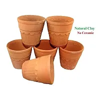 Kulhad King Traditional Baked Clay Chai/Tea/Lassi Khullad Cups - Set of 6 (Brown)-thumb1