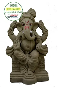 Amazingindiaonline India Handcrafted Eco Friendly Ganesha Statue Plain Clay Indian God Sculpture for Ganpati Visarjan Idol (Multicolour, 9 inch)-thumb3