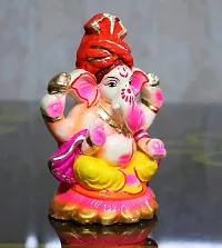 Sawan Shopping Mart Superb 7 INCH Eco-Friendly Water Soluble Ganpati for Ganesh Chaturthi, Idols for Home,Ganpati murti Pure Terracotta Pooja use 7 Inch(Multicolour)-thumb2