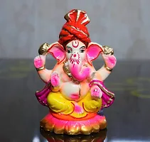 Sawan Shopping Mart Superb 7 INCH Eco-Friendly Water Soluble Ganpati for Ganesh Chaturthi, Idols for Home,Ganpati murti Pure Terracotta Pooja use 7 Inch(Multicolour)-thumb1