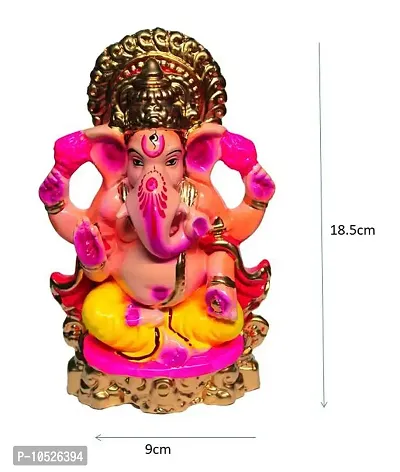 BANSIGOODS Handicraft Eco Friendly Ganesha Colorful Indian God Water Soluble Clay Sculpture Statue (Multicolour, Standard Size)-thumb2