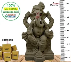 Amazingindiaonline India Handcrafted Eco Friendly Ganesha Statue Plain Clay Indian God Sculpture for Ganpati Visarjan Idol (Multicolour, 9 inch)-thumb2