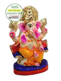 Amazingindiaonline Classic Eco-Friendly Ganesha Clay Idol Colorful Indian God Ganesh Figurine for Ganpati Chaturthi Visarjan (Multicolour, 7 Inch)-thumb1