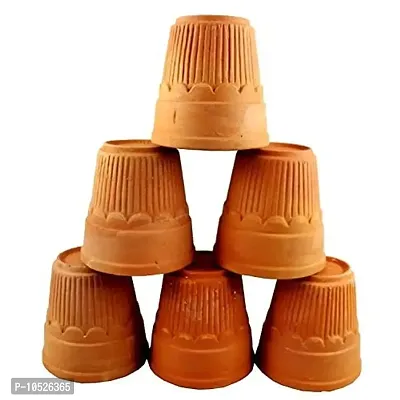 Kulhad King Traditional Baked Clay Chai/Tea/Lassi Khullad Cups - Set of 6 (Brown)-thumb4