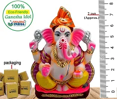 Amazingindiaonline Clay Handcrafted Colorful Turban Bappa Statue - 7 Inch, Multicolour-thumb2