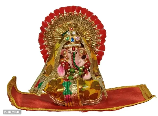 Creations Handicrafts Ganesh Laxmiji murti with Shringar and Asni mats | Mitti Ganesh Laxmi Ji Clay Idol for Diwali | Ganesh laxmi for Diwali Puja/Diwali puja Essentials-thumb3