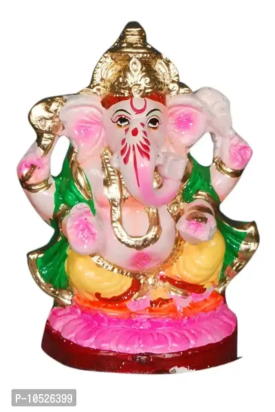 Amazingindiaonline Classic Eco-Friendly Ganesha Clay Idol Colorful Indian God Ganesh Figurine for Ganpati Chaturthi Visarjan (Multicolour, 7 Inch)