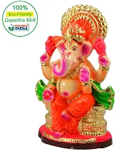 Amazingindiaonline Handicraft Eco-Friendly Colorful Water Soluble Clay Ganesha Statue Indian God Sculpture (Multicolour, Full Size)-thumb2